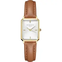Rosefield Octagon XS White Light Brown Leather Gold OWBLG-O85