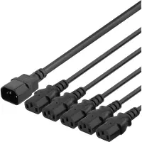 Deltaco musta virtakaapeli IEC C14 - 5 x IEC C13
