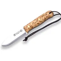 Joker Trampero Scandi puukko, Curly Birch, Firesteel
