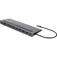 Deltaco 3.2 Gen1 USB-C 11-in-1 -telakka, harmaa