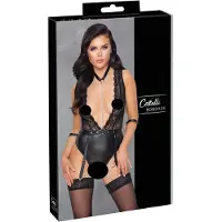 Cottelli Bondage - pitsinen kaulapantibody - musta - L
