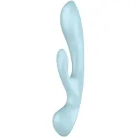 Satisfyer Triple Oh - ladattava, klitorishaaralla varustettu vibraattori (sininen)
