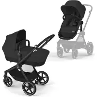 Cybex EOS Lux Yhdistelmävaunut + Maxi-Cosi CabrioFix & Telakka, Black/Moon Black