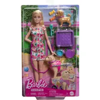 Barbie Mattel docka och hund på vagn set (HTK37)