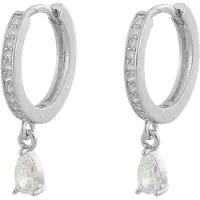 Sno of sweden Camille Drop Ring Earring Silver/Clear 14,5 mm