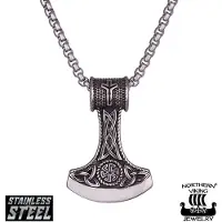 Northern Viking Jewelry Northern Viking Jewellery NVJRS066 Algiz Axehead kaulakoru