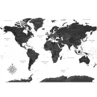 Artgeist Black and White Map itseliimautuva fototapetti