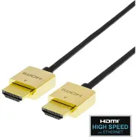 Deltaco – Erittäin ohut nopea HDMI-kaapeli Ethernetillä, 2 m, musta/kulta (100011)