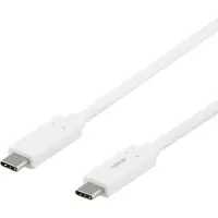 Deltaco – USB-C-kaapeli, 1m, USB 3.1 Gen 1, E-Marker, valkoinen (USBC-1059M)