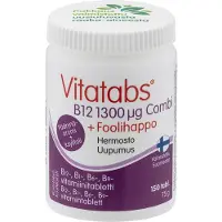 Raw Organic Hankintatukku Vitatabs B12 1300 µg Combi + Foolihappo, 150 tabl.