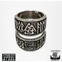 Northern Viking Jewelry Steel Valknut sormus NVJSO022-190