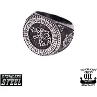 Northern Viking Jewelry Fenrir Rune sormus