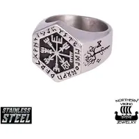 Northern Viking Jewelry Hexagonal Vegvisir sormus NVJSO027_19mm