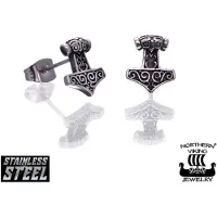 Northern Viking Jewelry Raven Thor's Hammer korvakorut