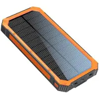 Lippa 10000mAh Solar Power Bank - 2x USB-A - Musta