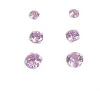 Silver Bar korusetti zirkoniakorvakorut kolme paria pink 8739
