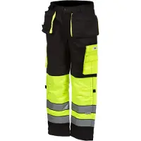 Priha 4132 Lk.1 musta/keltainen huomio riipputaskuhousut