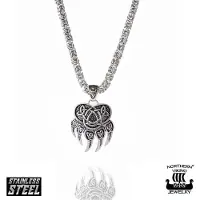 Northern Viking Jewelry NVJRS047 kaulakoru Karhun Käpälä Kuningasketjulla