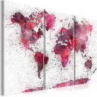 Artgeist World Map: Red Watercolors taulusetti