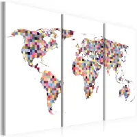 Artgeist Kartta Maailma - Pixels - Triptyykki taulusetti