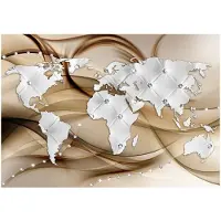 Kärkkäinen Artgeist World Map - White & Diamonds fototapetti