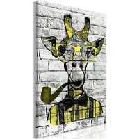 Artgeist Giraffe With Pipe Vertical Yellow taulu