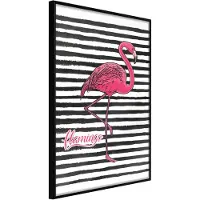 Artgeist Flamingo On Striped Background juliste