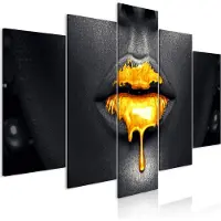 Artgeist Gold Lips (5 Parts) Wide taulusetti