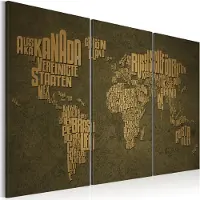 Artgeist Maailmankartta, Saksan Kieli: Beige Maanosat - Triptyykki taulusetti
