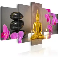 Artgeist Golden Buddha And Orchids taulusetti