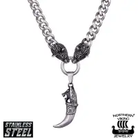 Northern Viking Jewelry panssariketju 10 mm Fenrir Wolf Head riipus NVJRS120