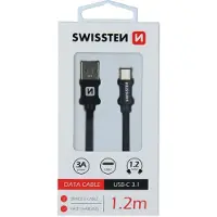 Swissten 1,2m punottu USB - USB-C kaapeli