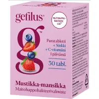 Gefilus C+Zn Mans.-mustikka puru 30 tabl. ravintolisä