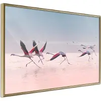 Artgeist Flamingos Breaking Into a Flight juliste