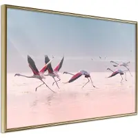 Artgeist Flamingos Breaking Into a Flight juliste