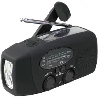 Lippa LPFMR01 käsikahvainen hätäradio, jossa on aurinkopaneeli ja 2000mAh-virtapankki - musta