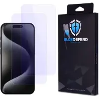 BlueDefend iPhone 15 Pro Max Anti-Blue Light karkaistu lasi näytönsuoja - 2 kpl.