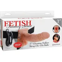Pipedream 7" Vibrating Hollow Strap-On with balls
