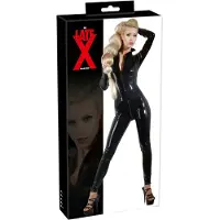 Late X Pitkähihainen Lateksinen Catsuit - Musta - 2XL