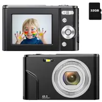 INF Digikamera 48 MP, HD 1080p ja 16x zoom kortilla Black