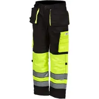 Priha 4132 Lk.1 musta/keltainen huomio riipputaskuhousut