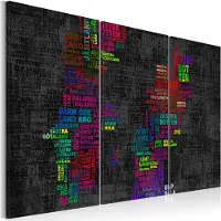 Artgeist Kartta Ruotsi (Värillinen Kaupunkien Nimiä) - Triptyykki taulusetti