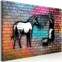 Artgeist Washing Zebra - Colourful Brick Wide taulu