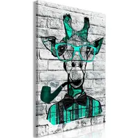 Artgeist Giraffe With Pipe Vertical Green taulu