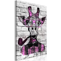 Artgeist Giraffe With Pipe Vertical Pink taulu
