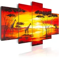 Artgeist Kirahvit Taustalla Kanssa Auringonlasku taulusetti