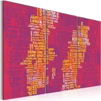 Artgeist Teksti Kartta Ruotsi (Pinkki Tausta) - Triptyykki taulusetti