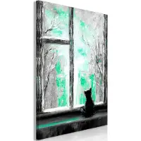 Artgeist Longing Kitty Vertical Green taulu