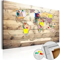Artgeist World Map: Wooden Oceans korkkitaulu