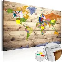 Artgeist Map On Wood: Colourful Travels [Cork Map] korkkitaulu